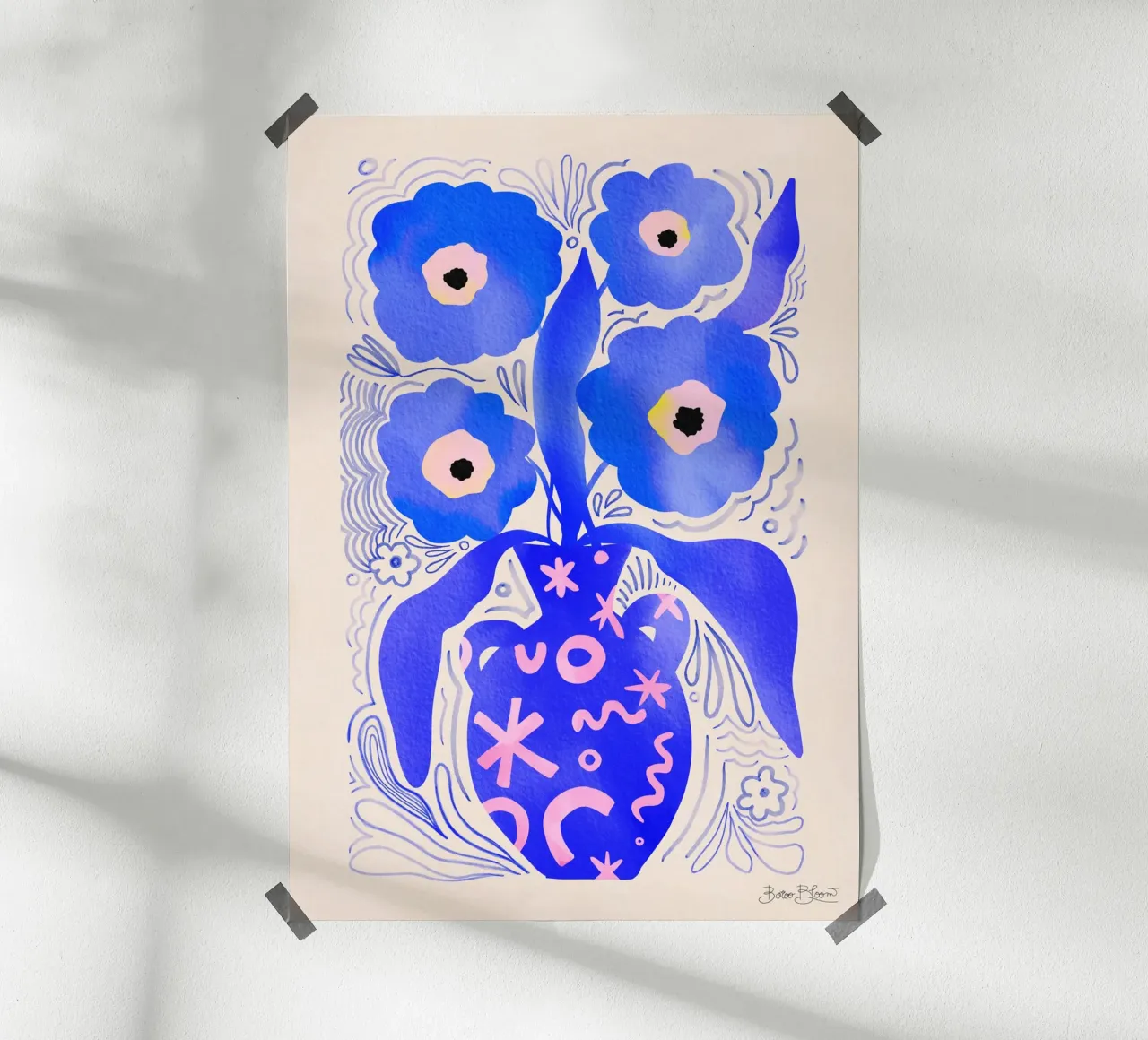 Flores azules Homenaje a Matisse hahnemühle de Pictufy Sun & Spirit