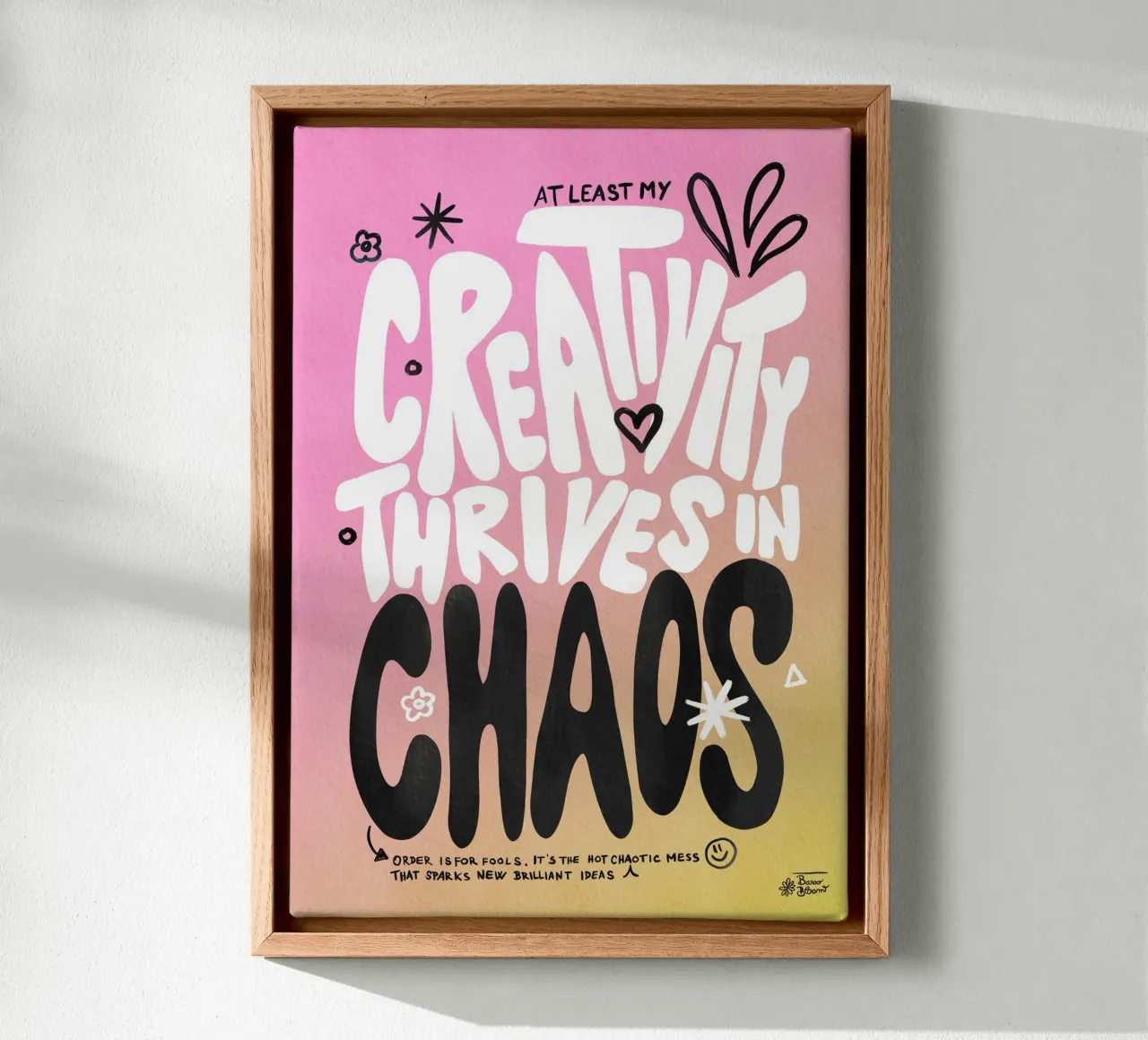 Creatieve chaos canvas met Baklijst van Pictufy Sun & Spirit