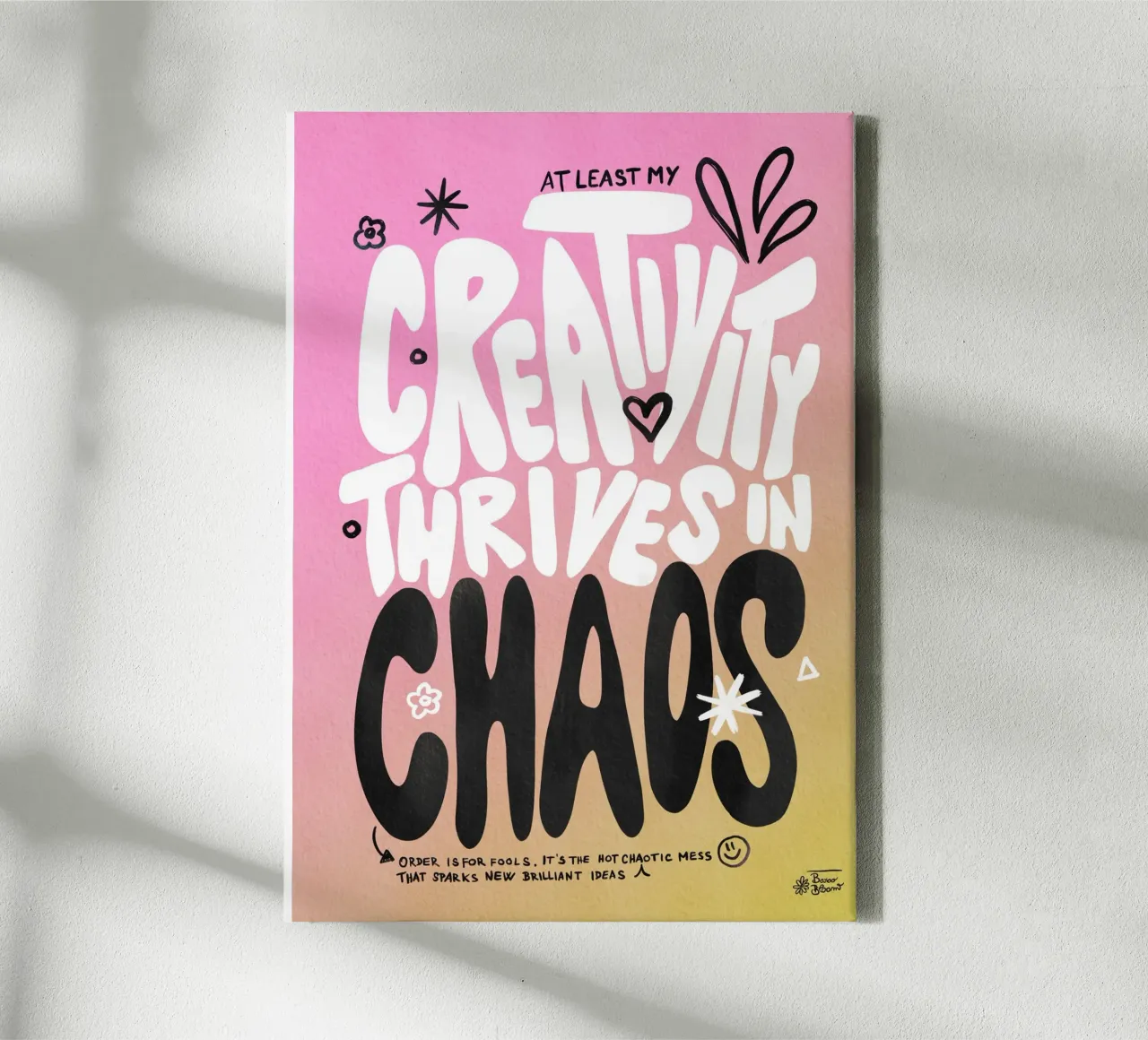 Creatieve chaos canvas met Baklijst van Pictufy Sun & Spirit