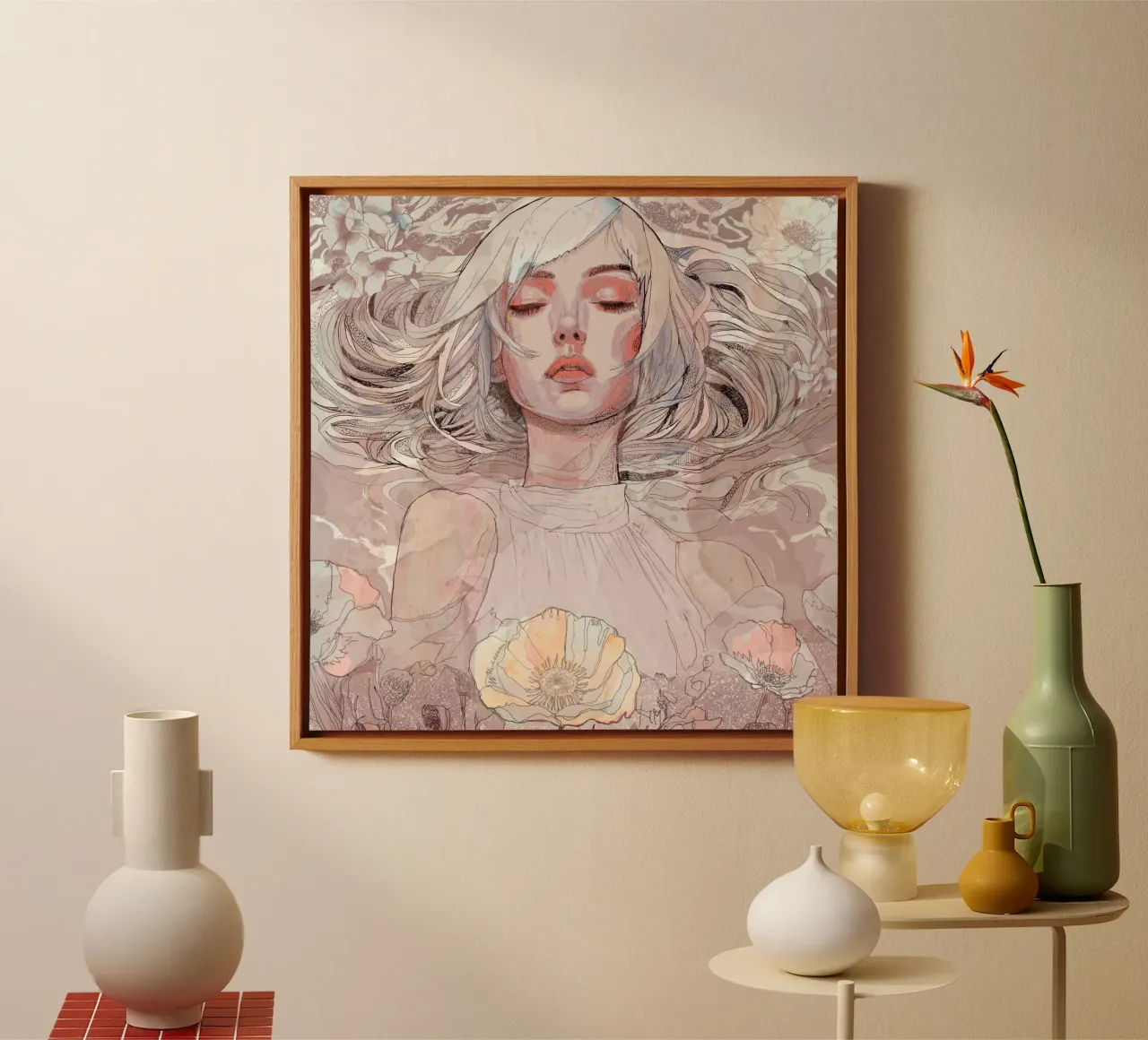 bloem canvas met Baklijst van Giulio Iurissevich