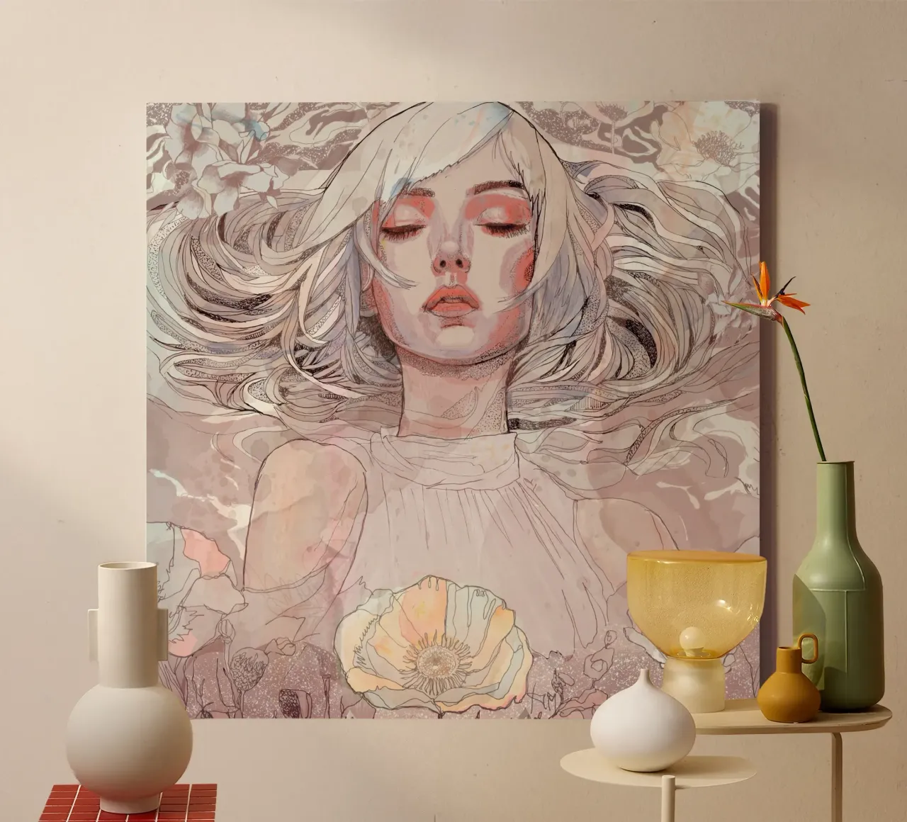 bloem canvas met Baklijst van Giulio Iurissevich