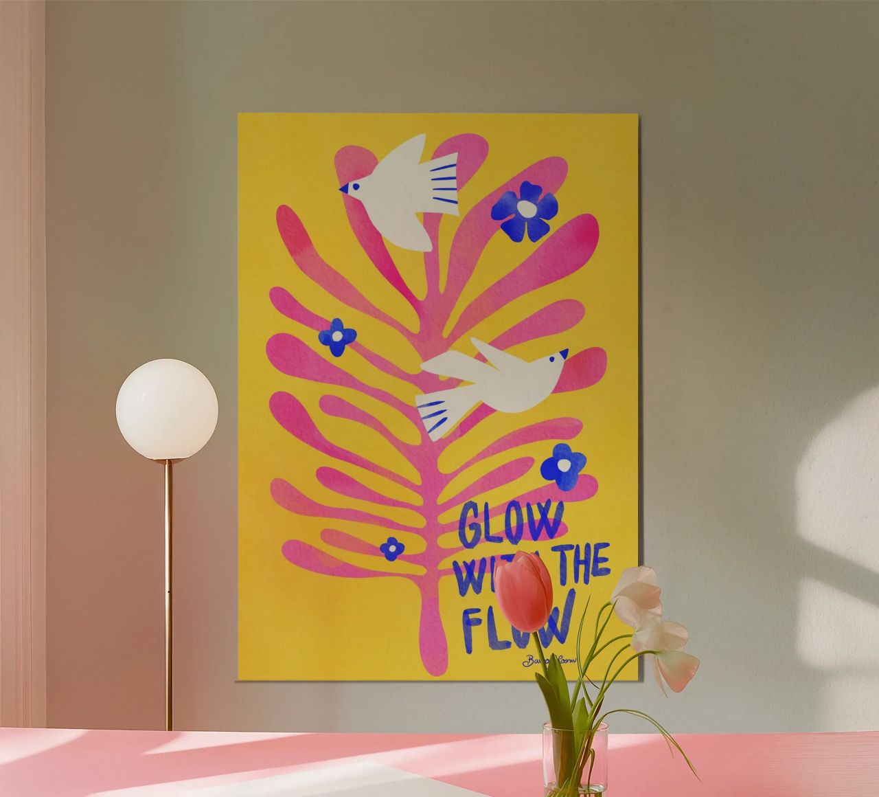 Uccelli - Rosa Glow with the Flow alluminio dibond da Pictufy Sun & Spirit