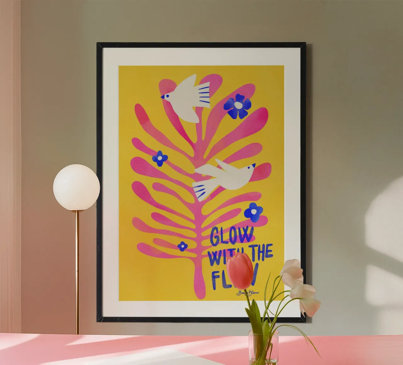 Uccelli - Rosa Glow with the Flow poster da Pictufy Sun & Spirit