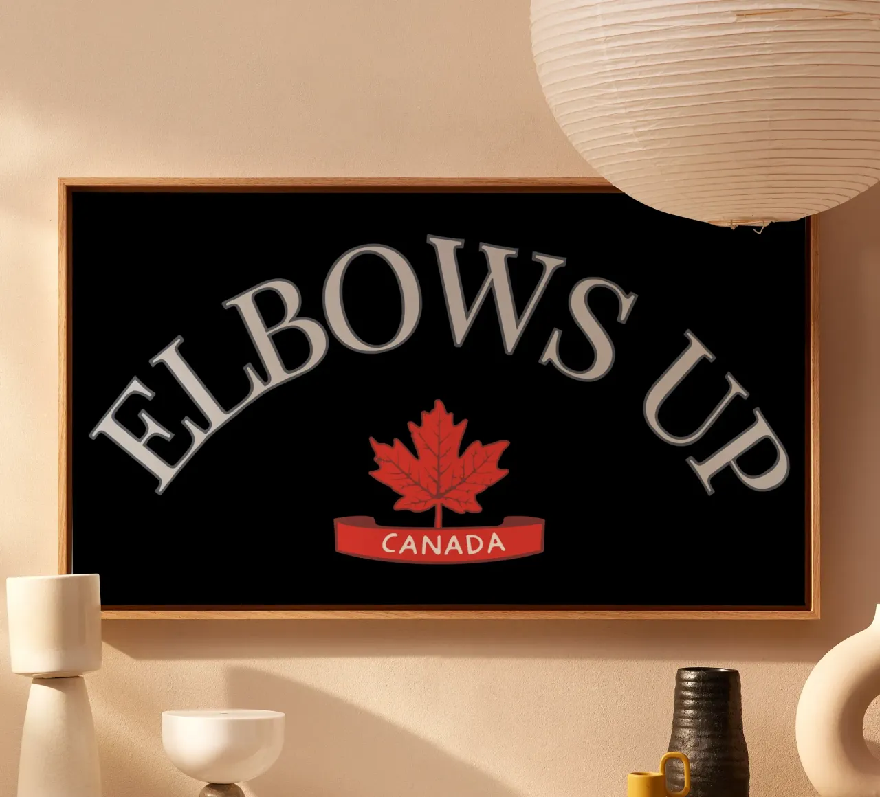 Ellebogen omhoog Canada V4 canvas met Baklijst van heatherloulin