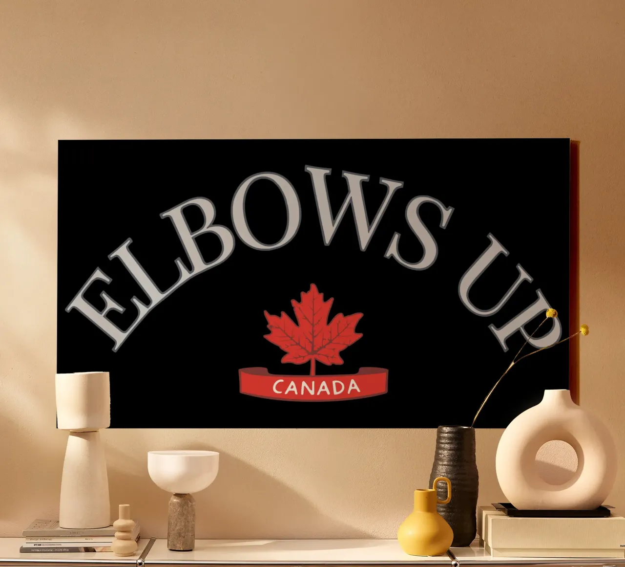 Ellebogen omhoog Canada V4 canvas met Baklijst van heatherloulin