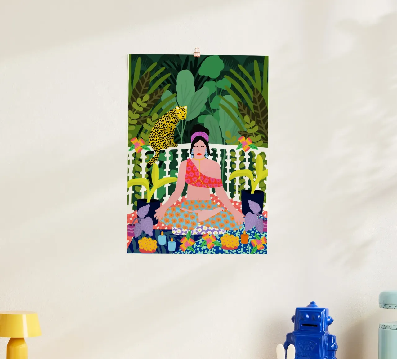 Donna in posizione di loto poster con telaio in plastica da Pictufy Sun & Spirit