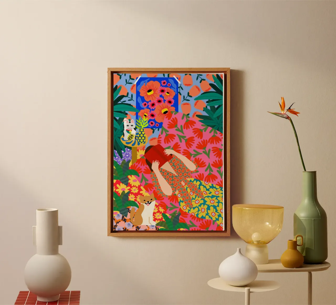 Gedessineerde ontsnapping canvas met Baklijst van Pictufy Sun & Spirit