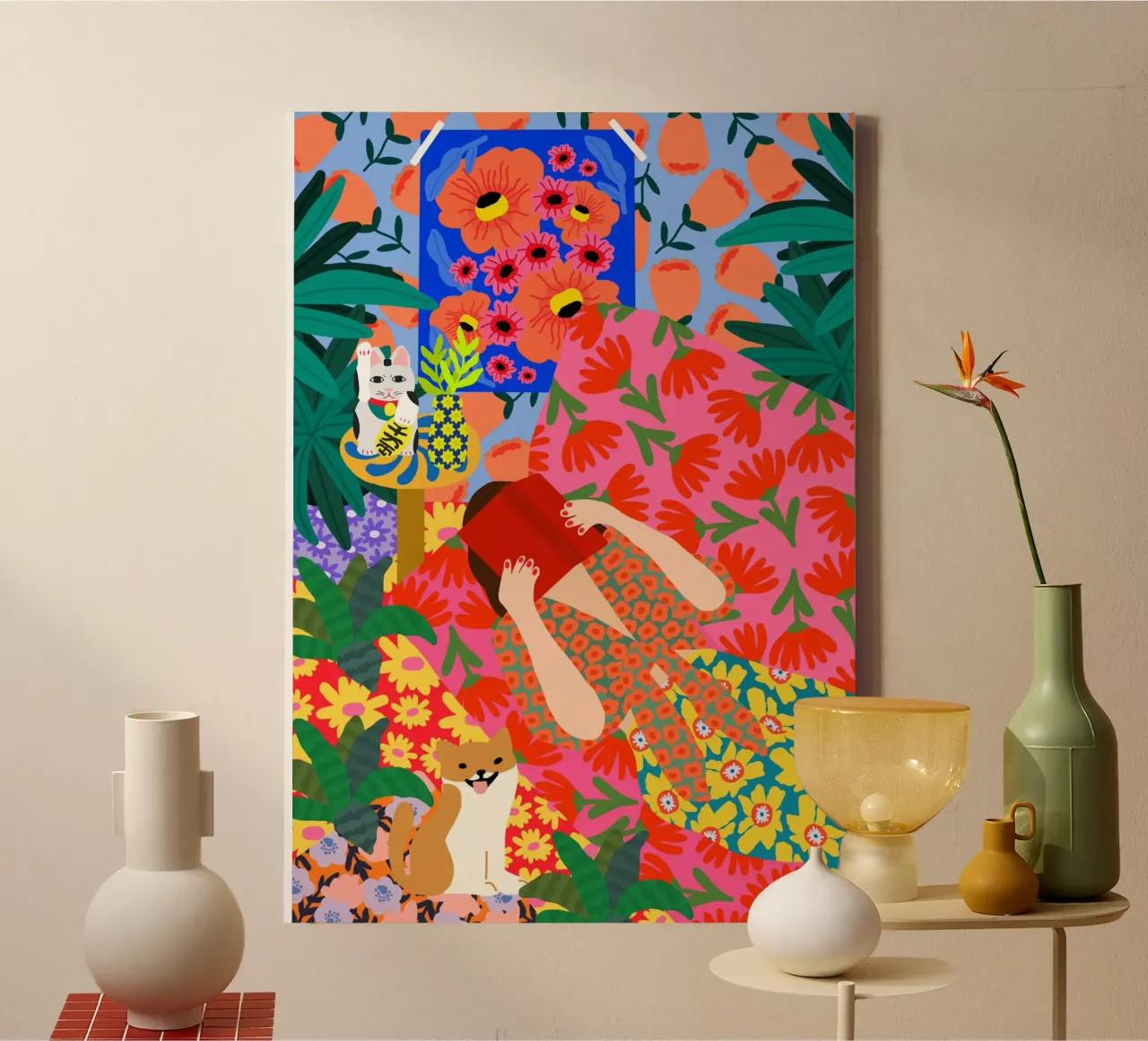 Gedessineerde ontsnapping canvas met Baklijst van Pictufy Sun & Spirit