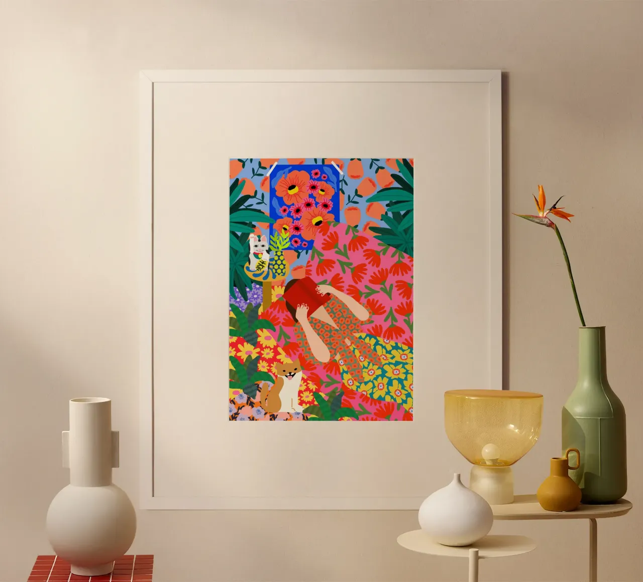 Fuga a motivi poster con telaio in plastica da Pictufy Sun & Spirit