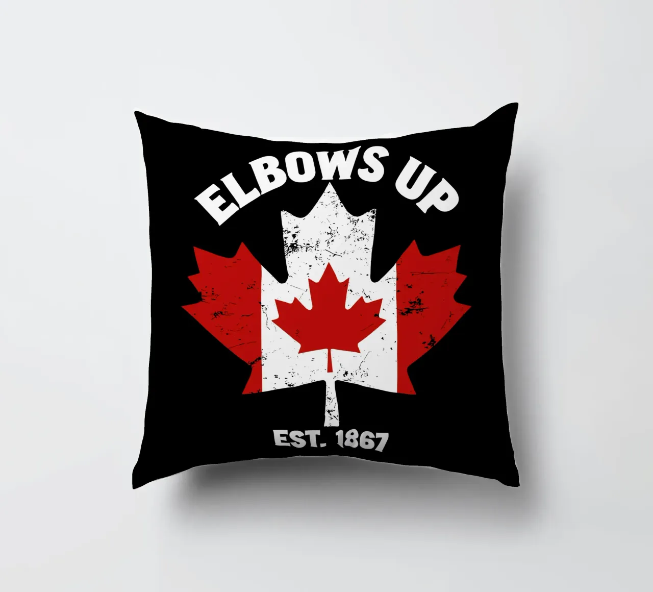 Elbows Up Canada V9 decorative cushion by heatherloulin