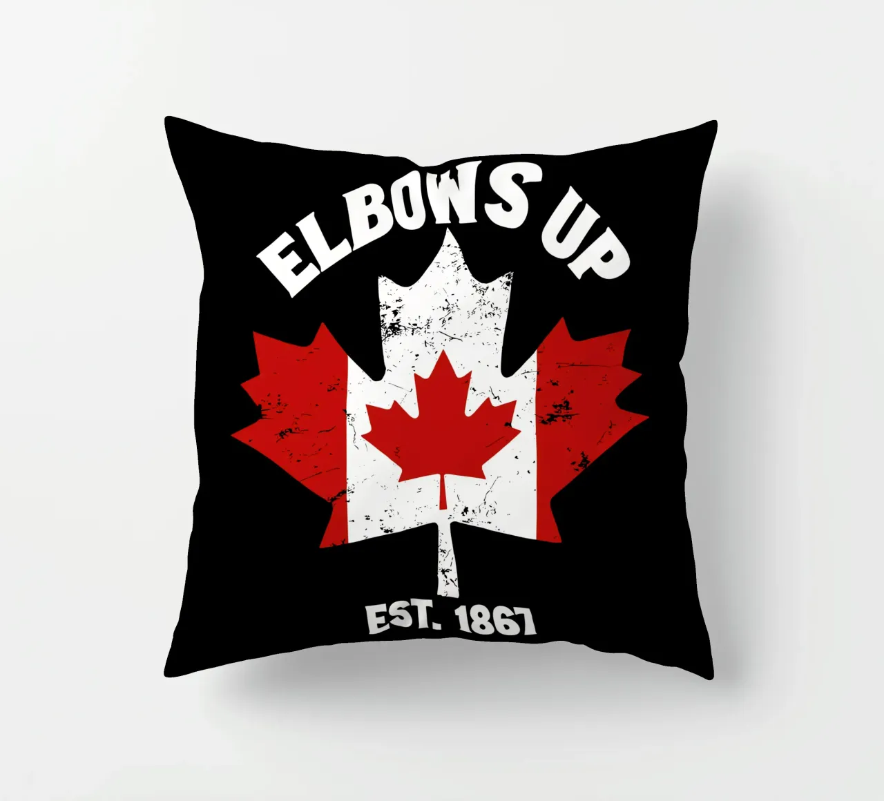 Elbows Up Canada V9 decorative cushion by heatherloulin