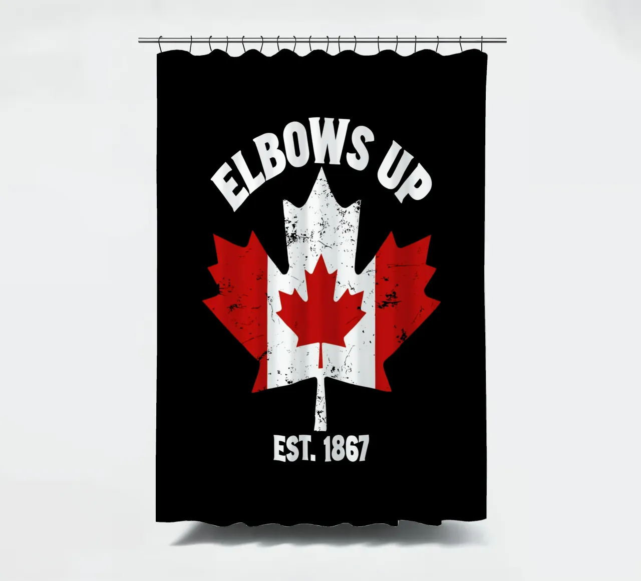 Elbows Up Canada V9 shower curtain by heatherloulin