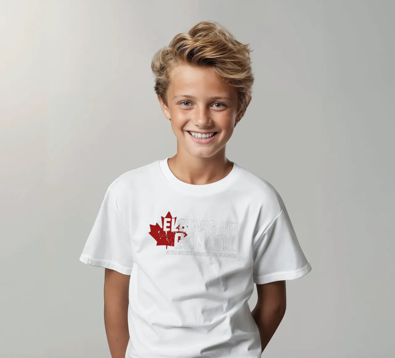 Elbows Up Canada V12 kids t-shirt by heatherloulin