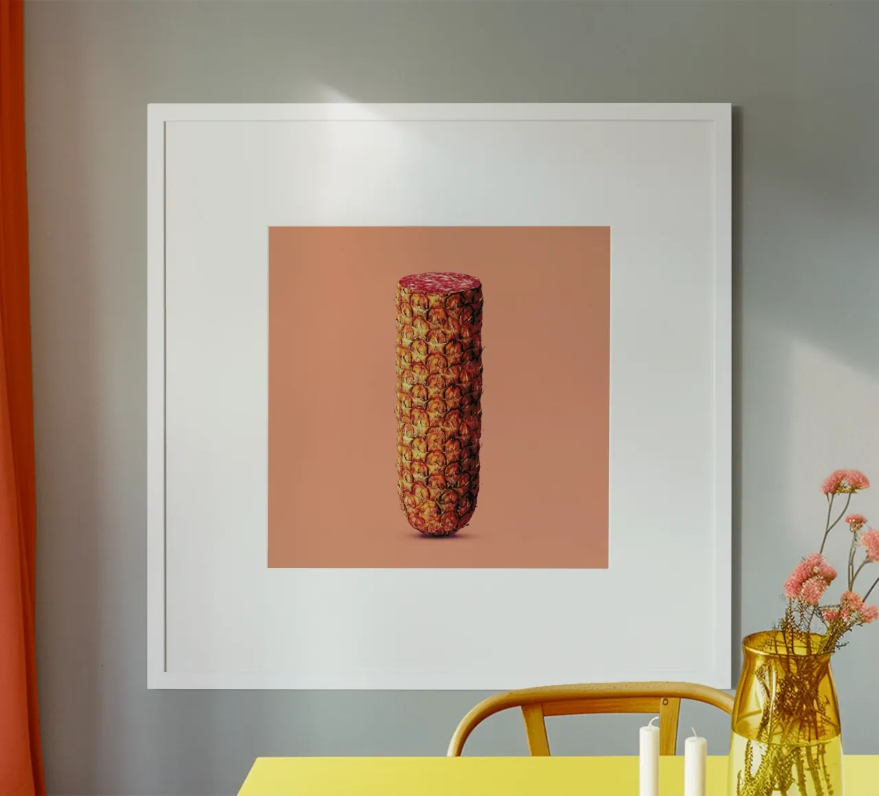 Pineapple Sausage poster con telaio in alluminio da suckertom
