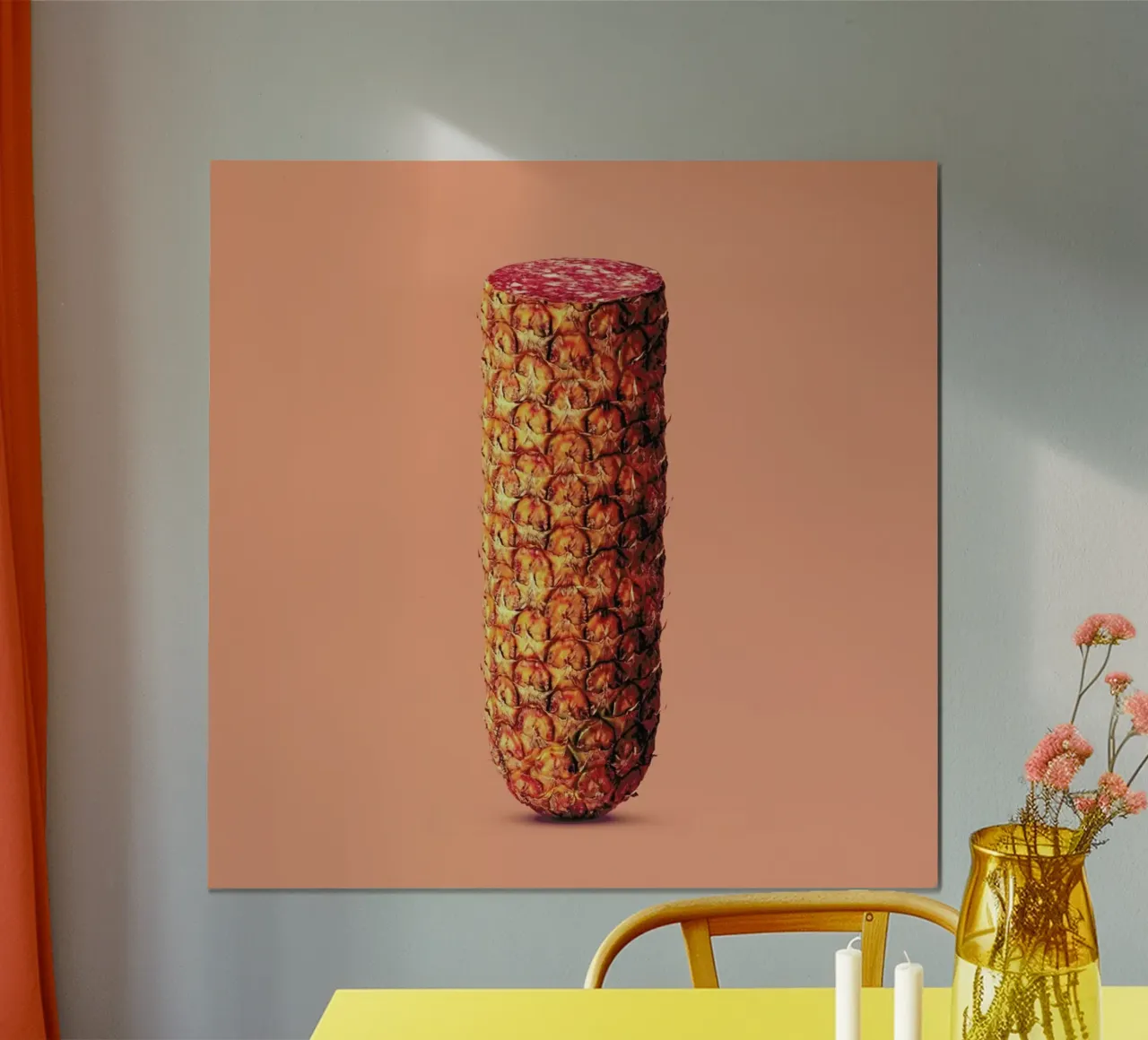Pineapple Sausage poster con telaio in alluminio da suckertom