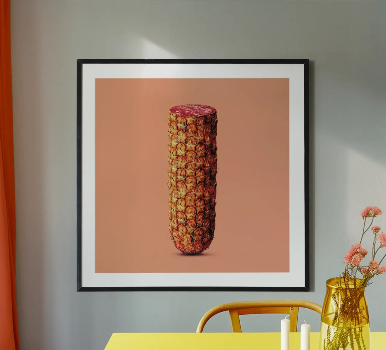 Pineapple Sausage poster con telaio in alluminio da suckertom
