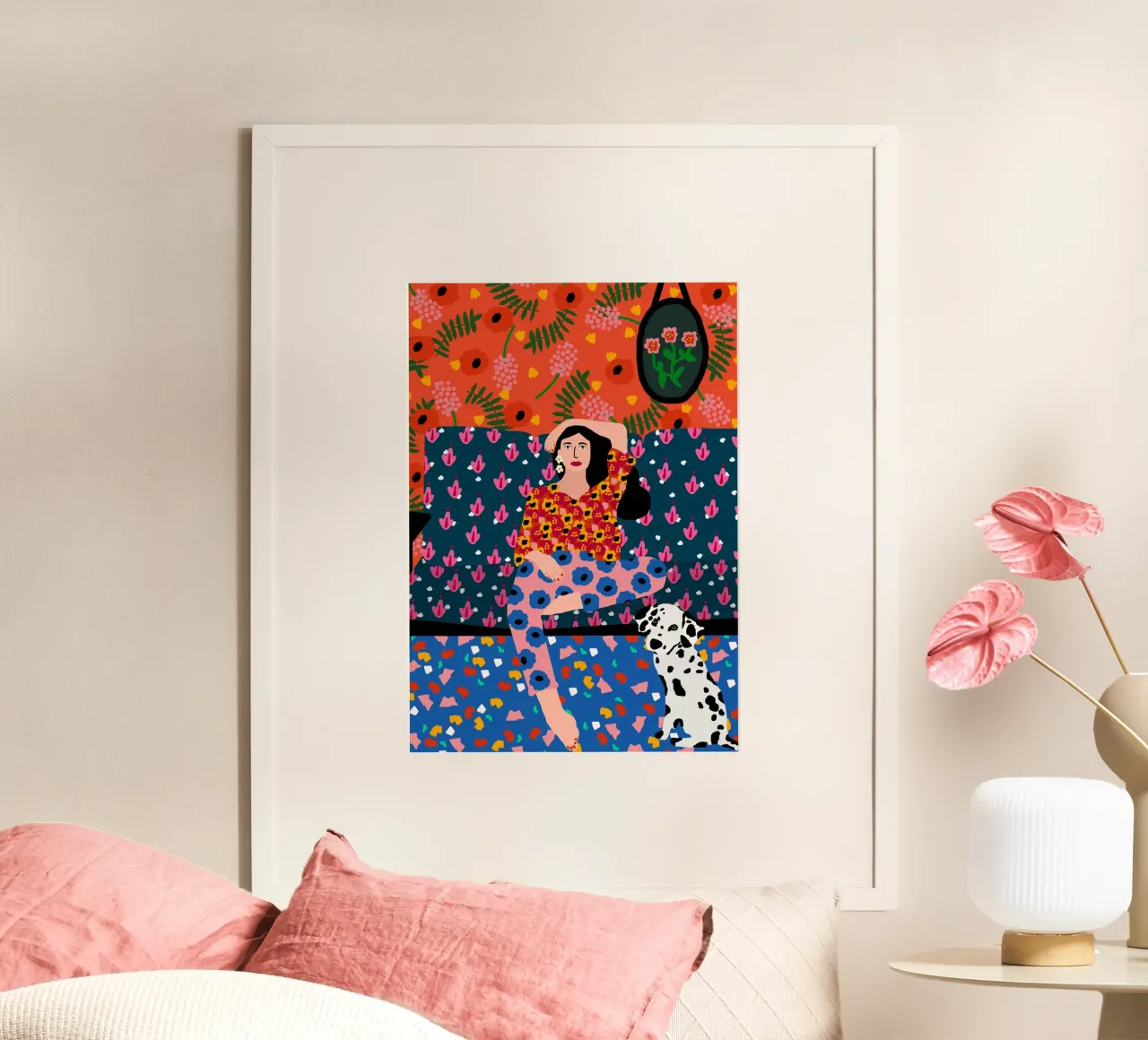 La ragazza del divano poster con telaio in alluminio da Pictufy Sun & Spirit