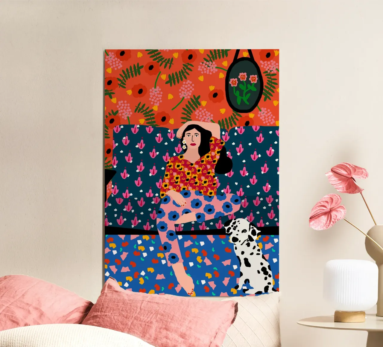 La ragazza del divano poster con telaio in alluminio da Pictufy Sun & Spirit