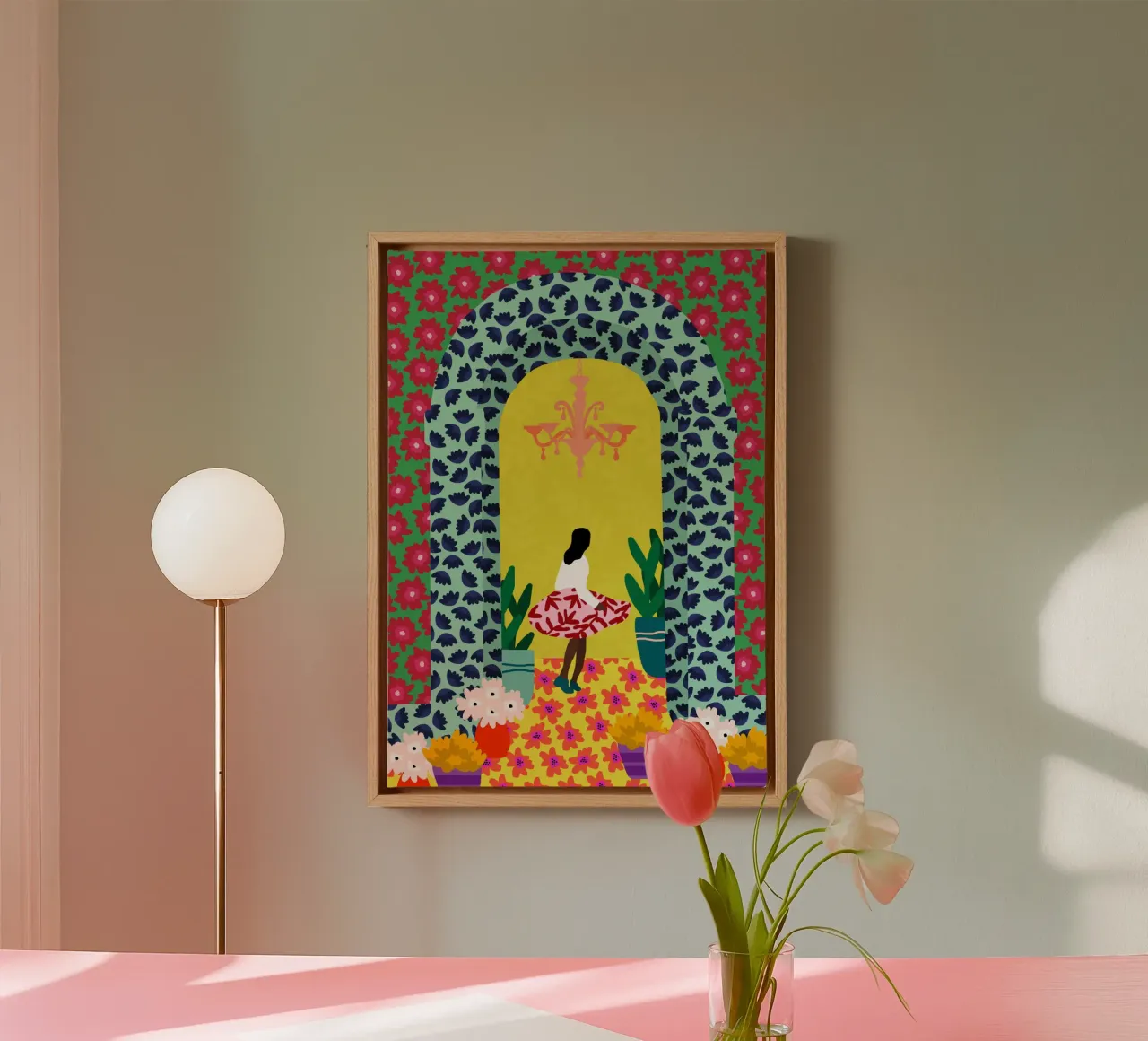 Bloemen Portaal Meisje canvas met Baklijst van Pictufy Sun & Spirit