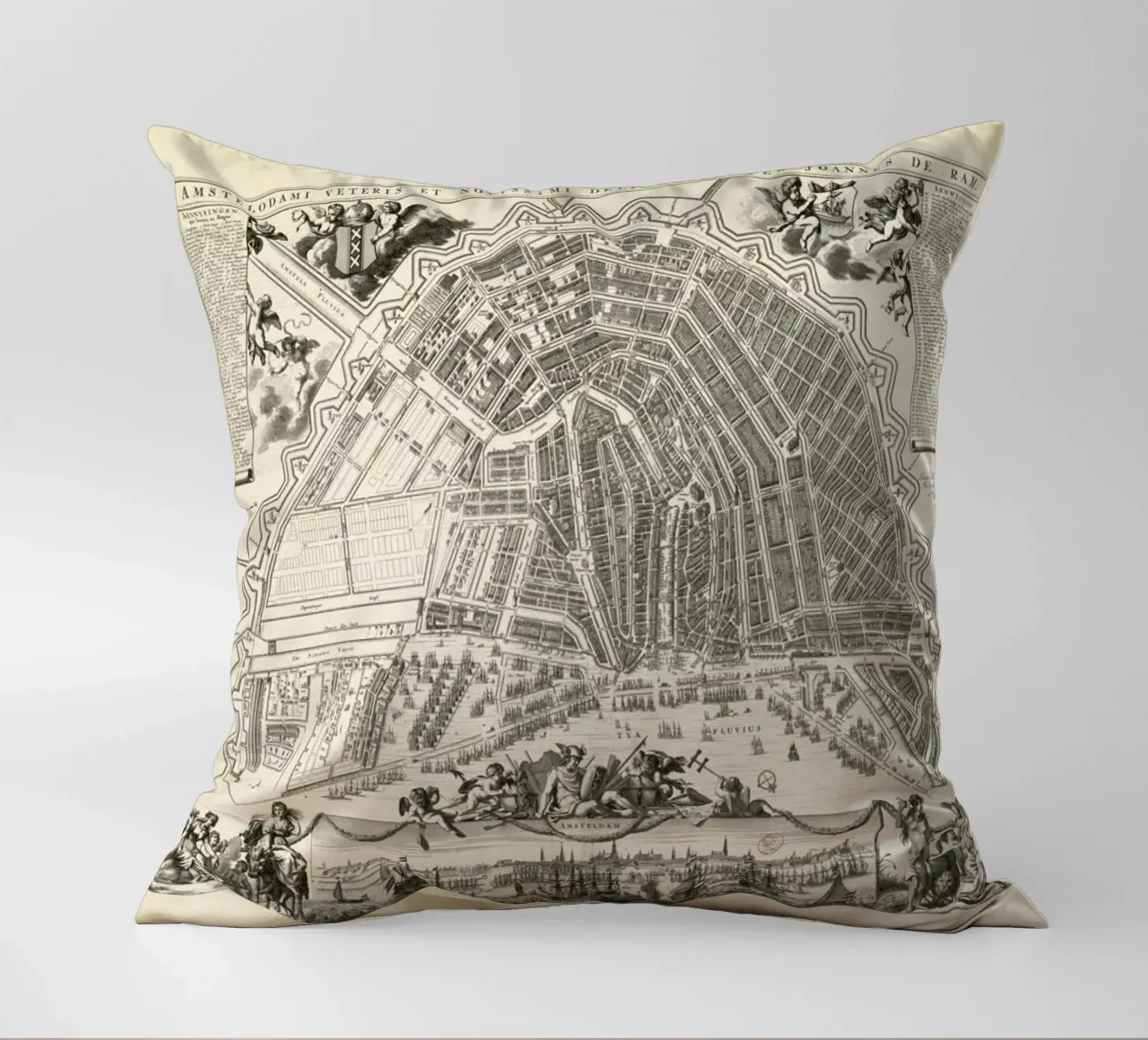 Amsterdam, The Netherlands, 1683 cuscino da Artokoloro Quint Lox Ltd