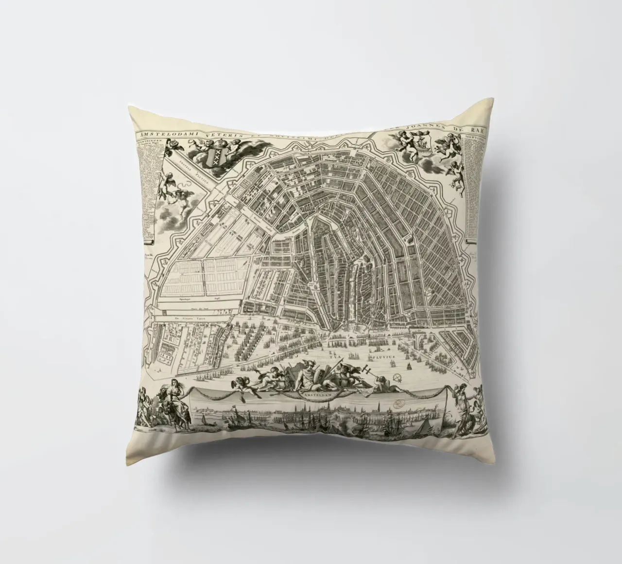 Amsterdam, The Netherlands, 1683 cuscino da Artokoloro Quint Lox Ltd