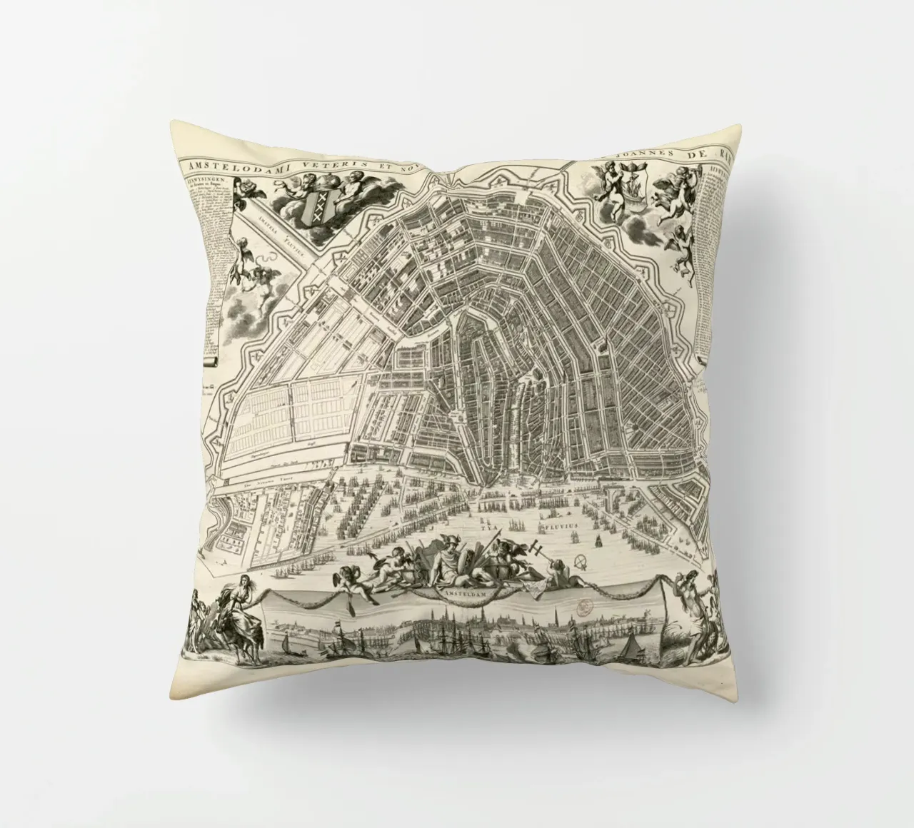 Amsterdam, The Netherlands, 1683 cuscino da Artokoloro Quint Lox Ltd