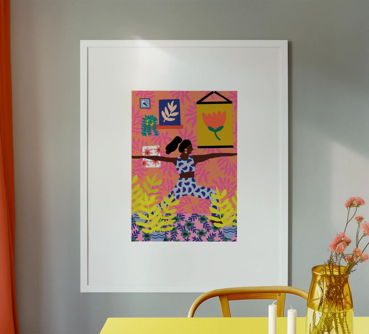 Blumenkrieger-Yoga-Pose Poster von Pictufy Sun & Spirit