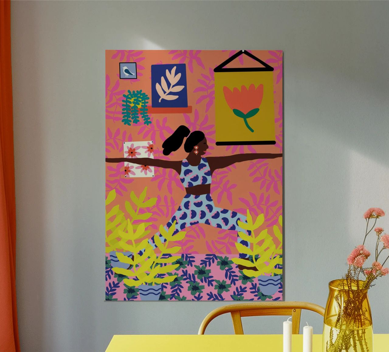 Blumenkrieger-Yoga-Pose Poster von Pictufy Sun & Spirit