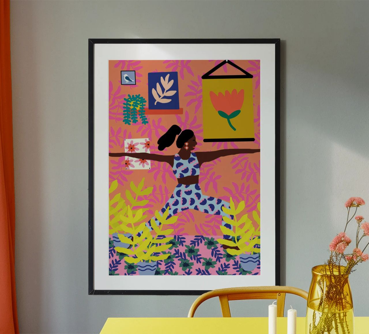 Blumenkrieger-Yoga-Pose Poster von Pictufy Sun & Spirit