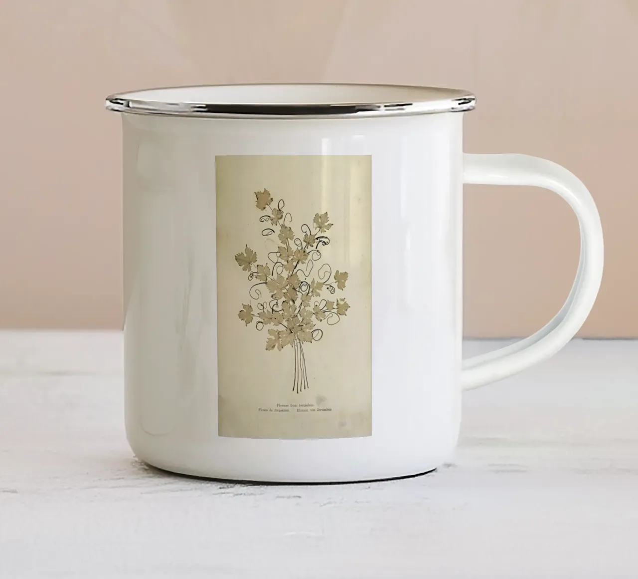 Flowers from Jerusalem Boulos, 1890s -Meo tazza in smalto da Artokoloro Quint Lox Ltd