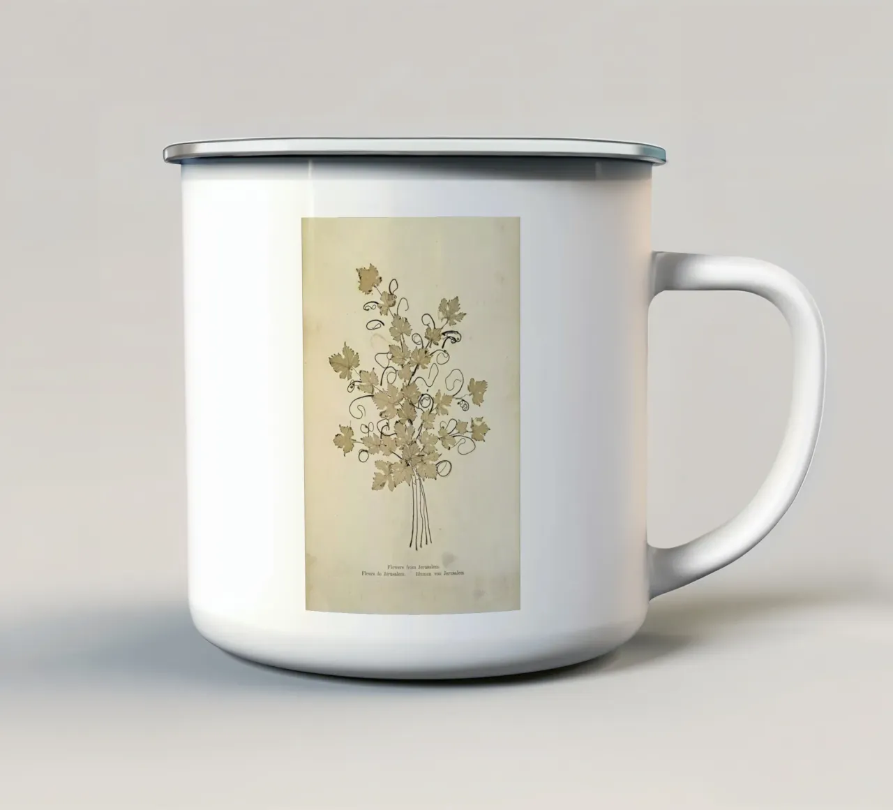 Flowers from Jerusalem Boulos, 1890s -Meo tazza in smalto da Artokoloro Quint Lox Ltd