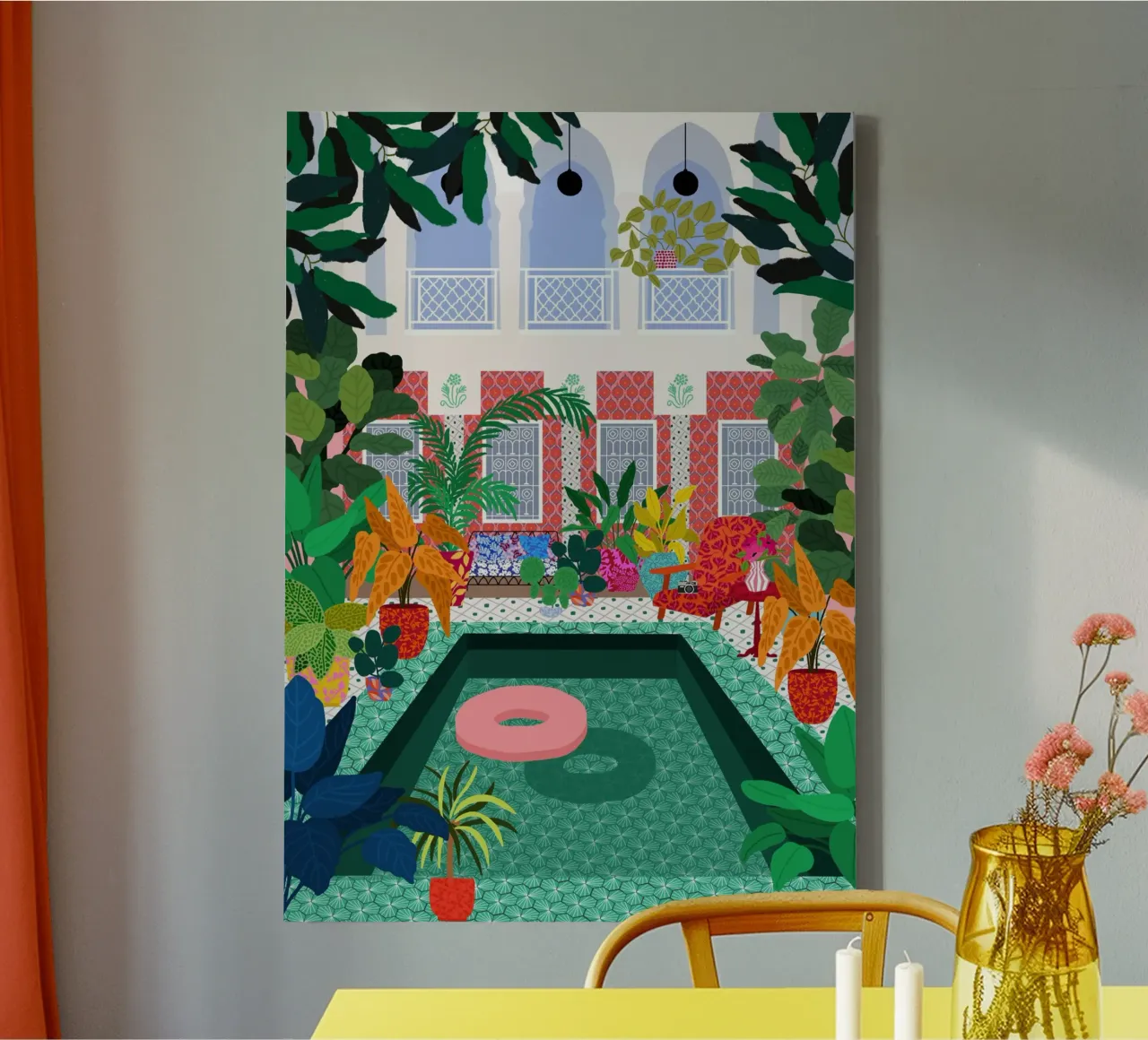 Enjoying the Pool canvas with Floater frame by Pictufy Sun & Spirit