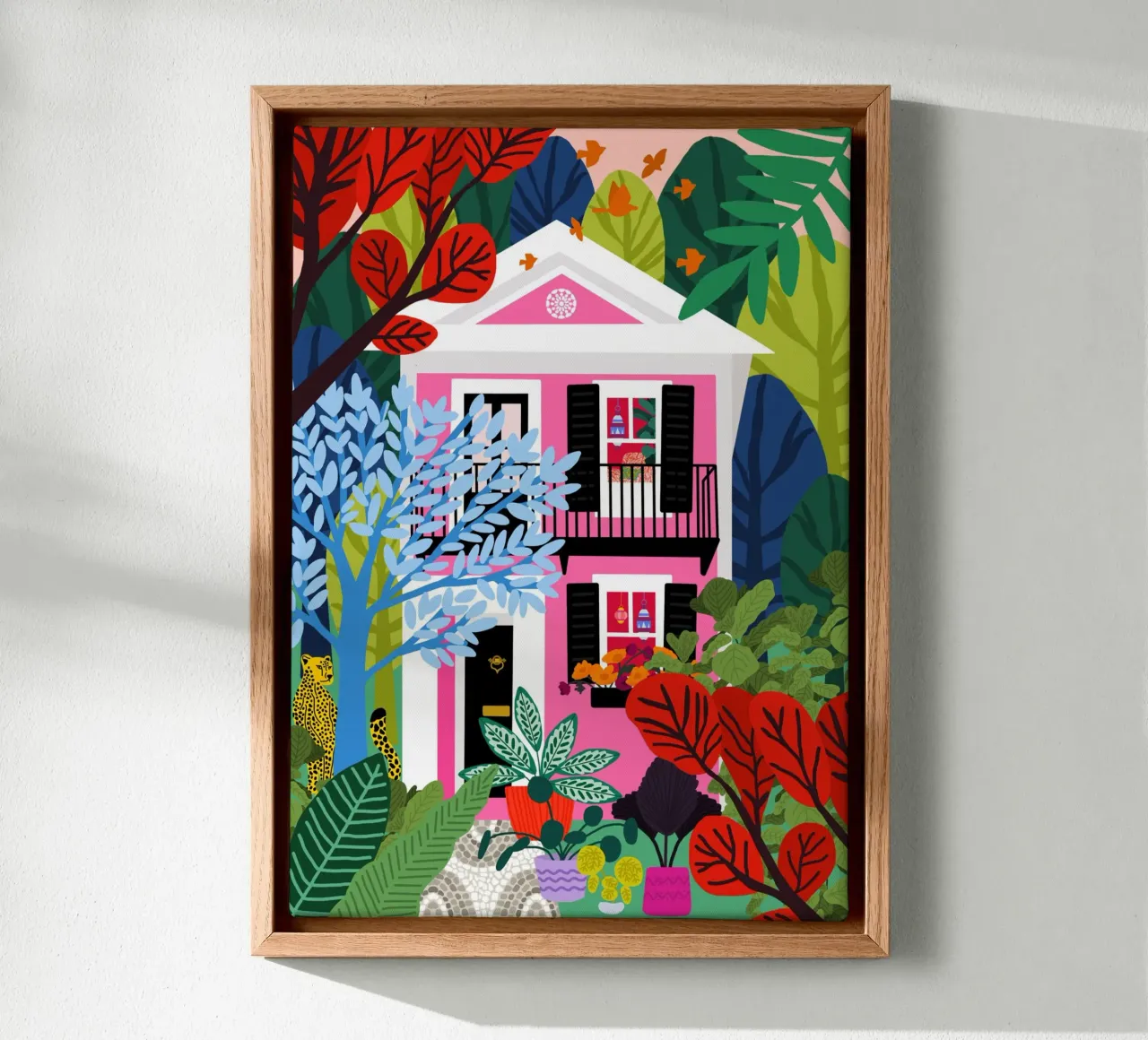 Haus in den Wäldern Leinwand mit Schattenfugenrahmen von Pictufy Sun & Spirit