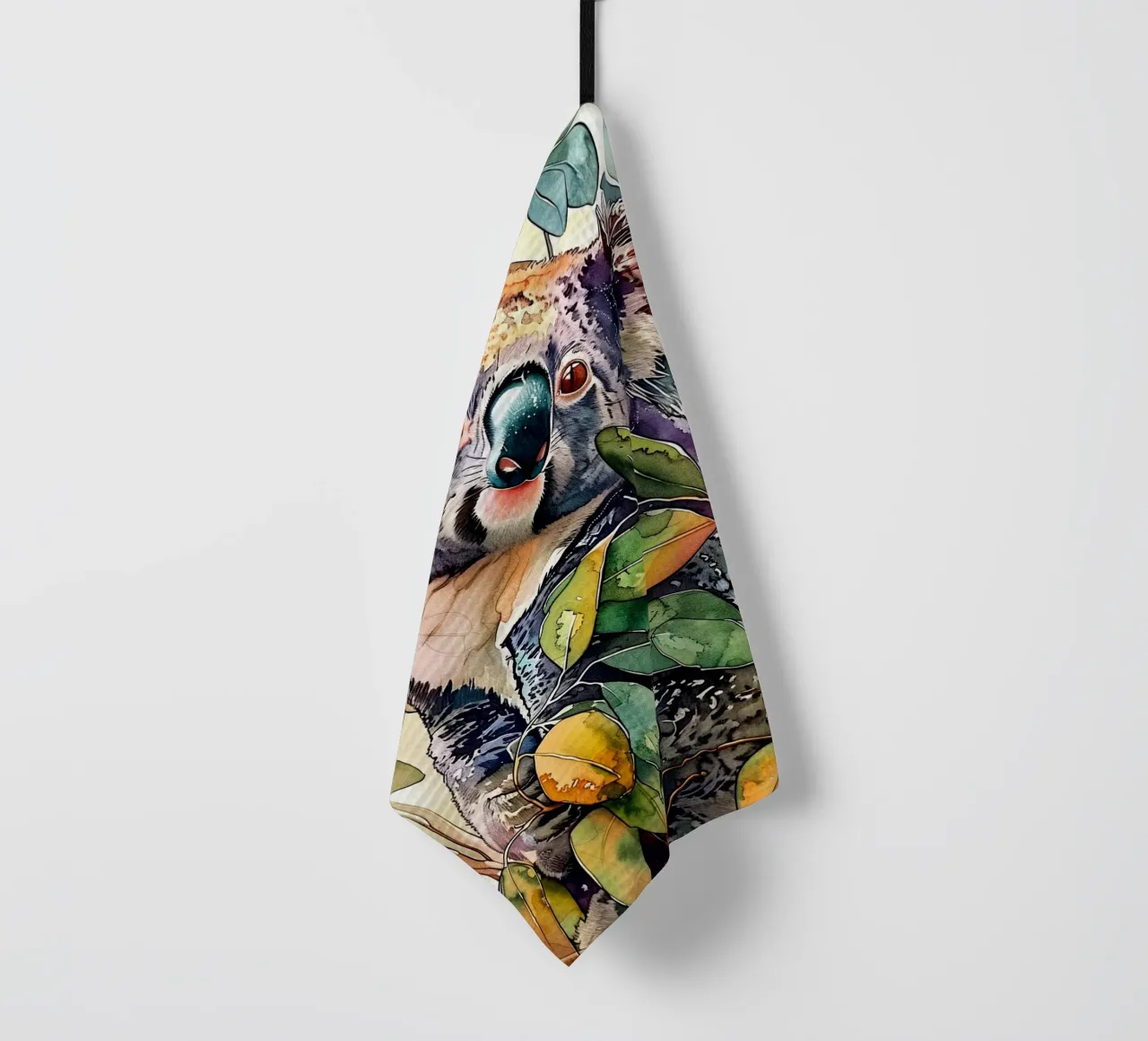 Koala bear animal art tea towel by Justyna Jaszke JBJart