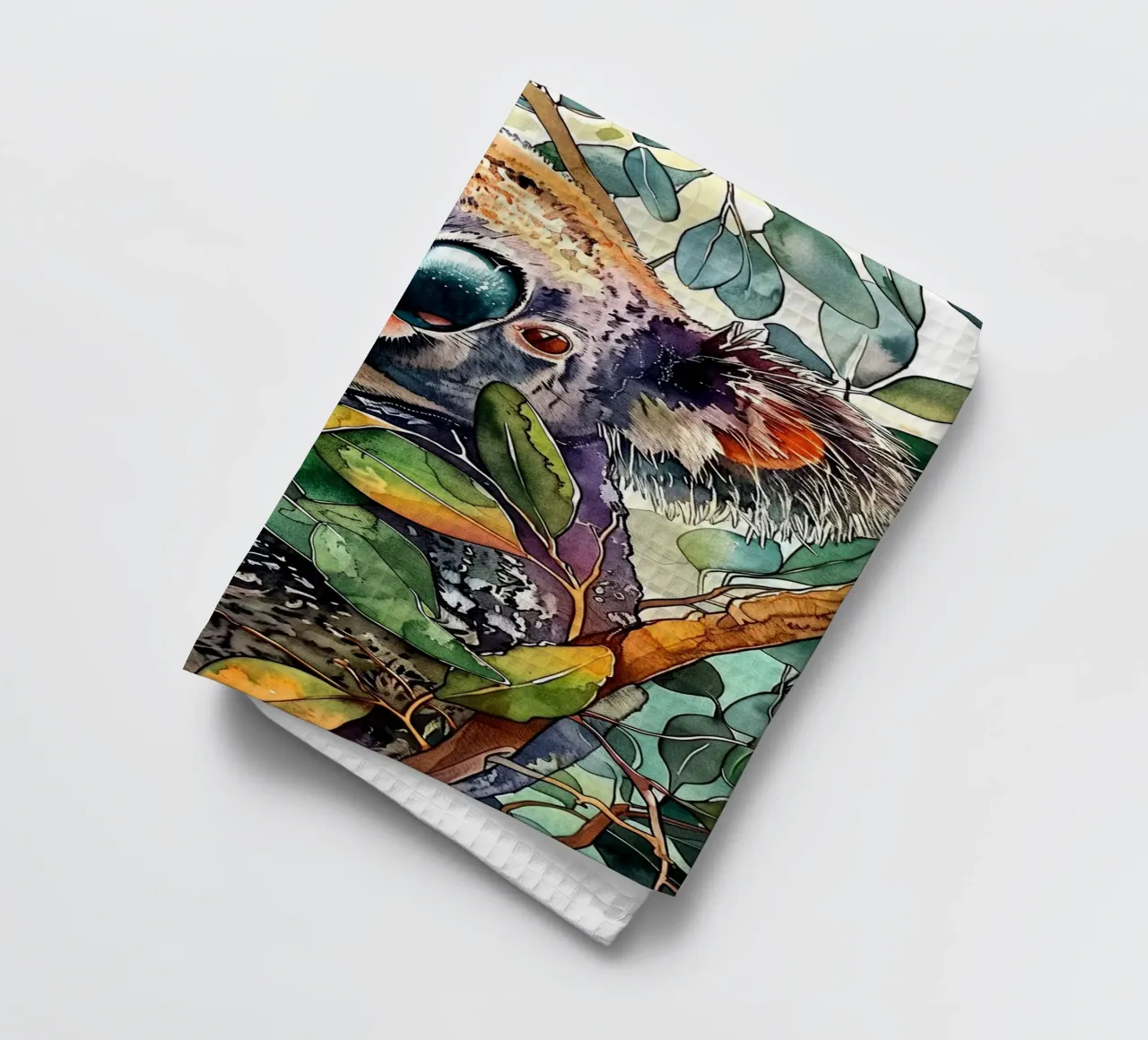 Koala bear animal art tea towel by Justyna Jaszke JBJart