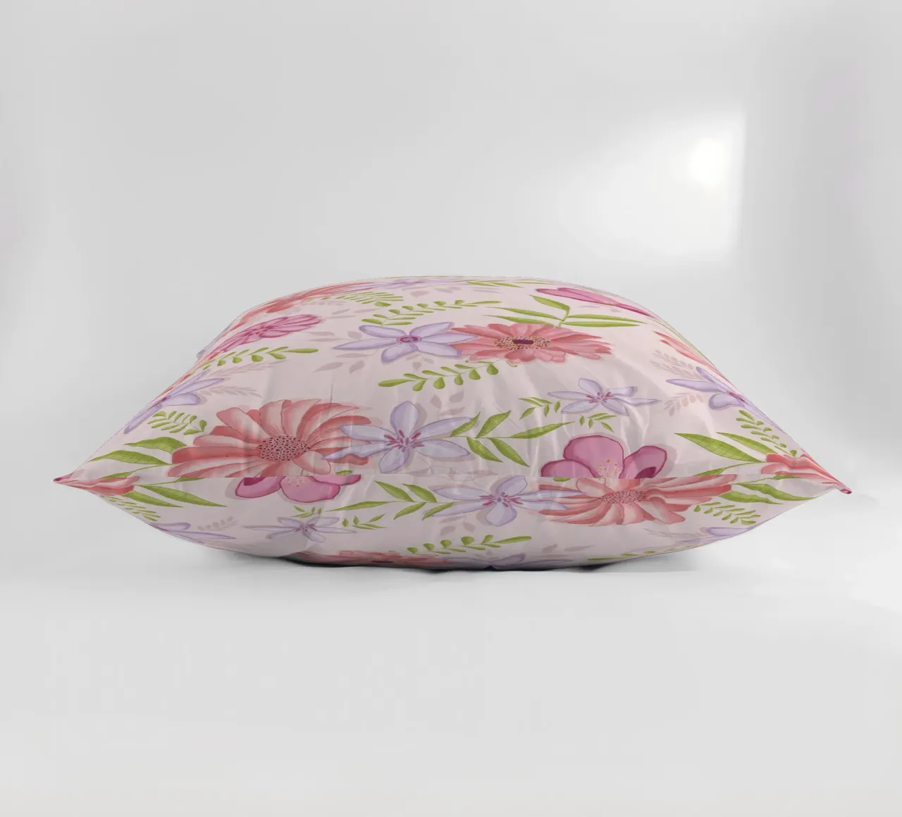 Floral pattern in pink with foliage decorative cushion by CalliLetters