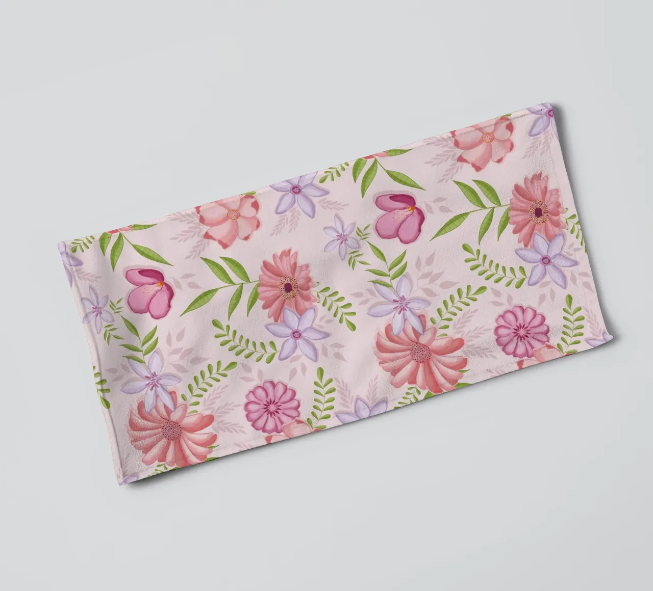 Floral pattern in pink with foliage towel by CalliLetters