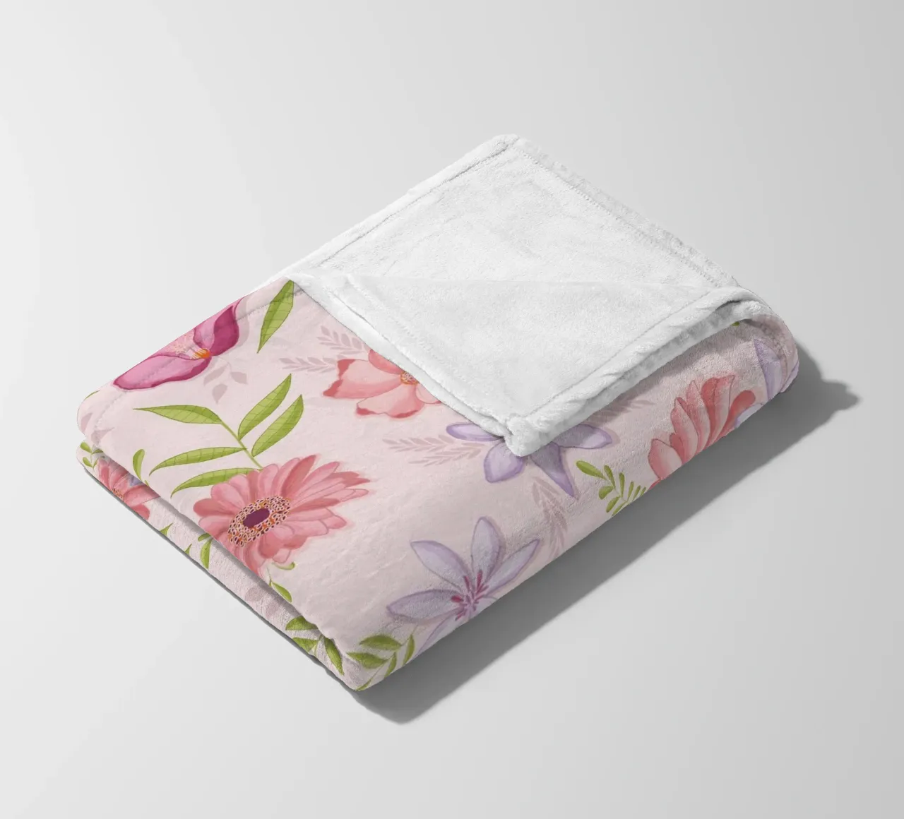 Motivo floreale in rosa con fogliame coperta in pile da CalliLetters