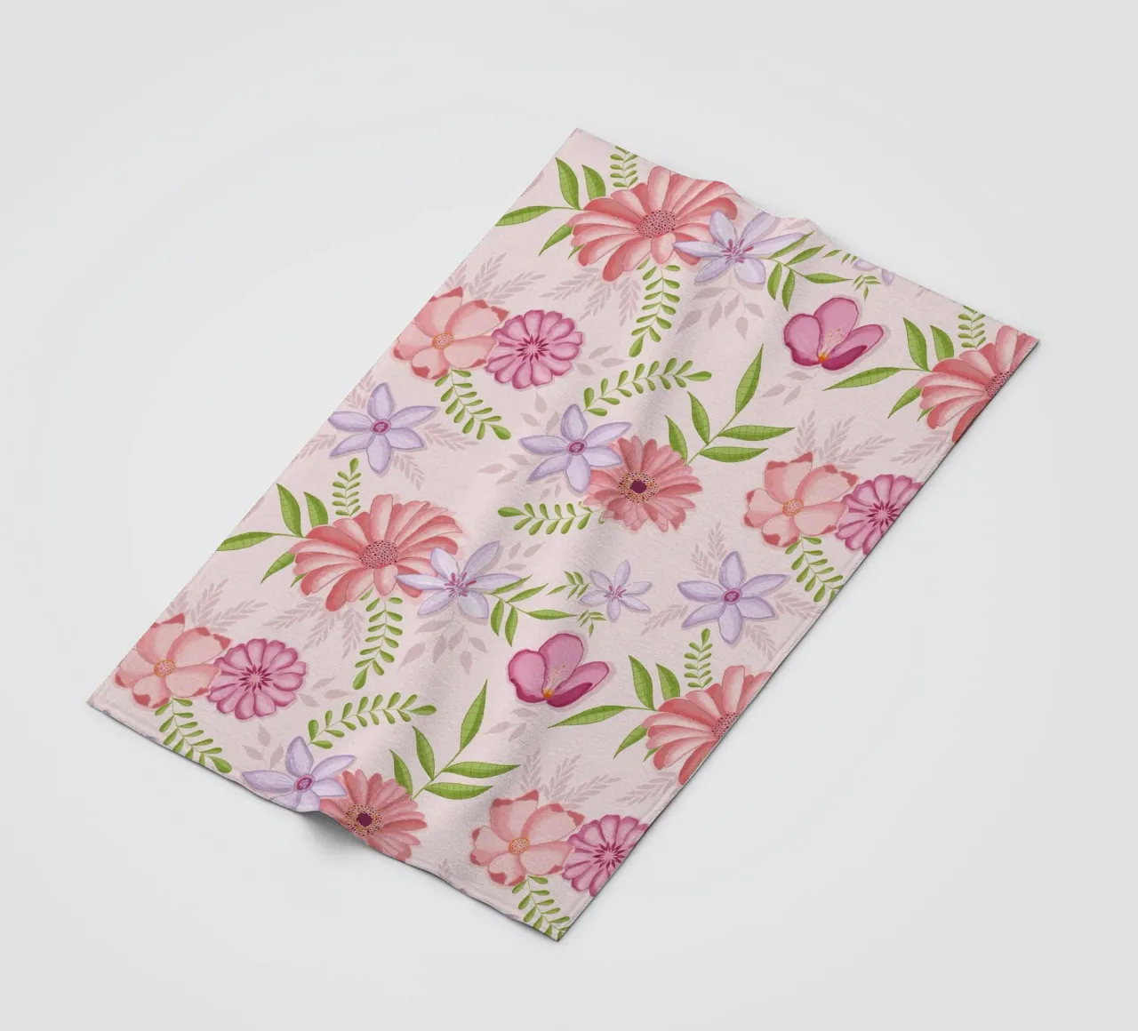 Motivo floreale in rosa con fogliame coperta in pile da CalliLetters