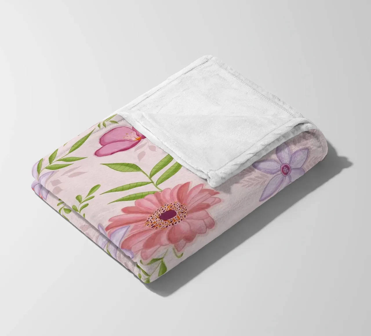Motivo floreale in rosa con fogliame coperta in pile da CalliLetters
