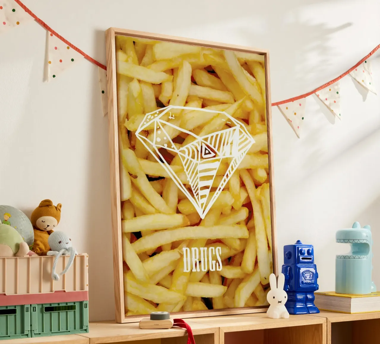 Diamonds and French Fries tela con Cornice a cassetta da Danny Ivan