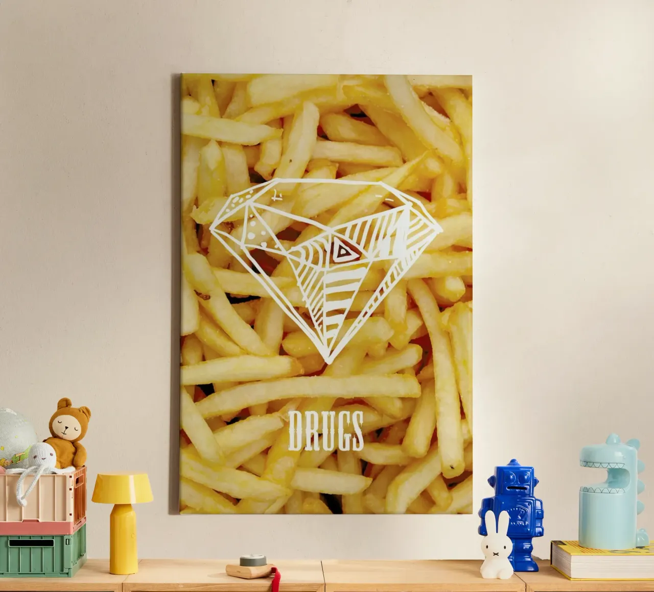 Diamonds and French Fries tela con Cornice a cassetta da Danny Ivan