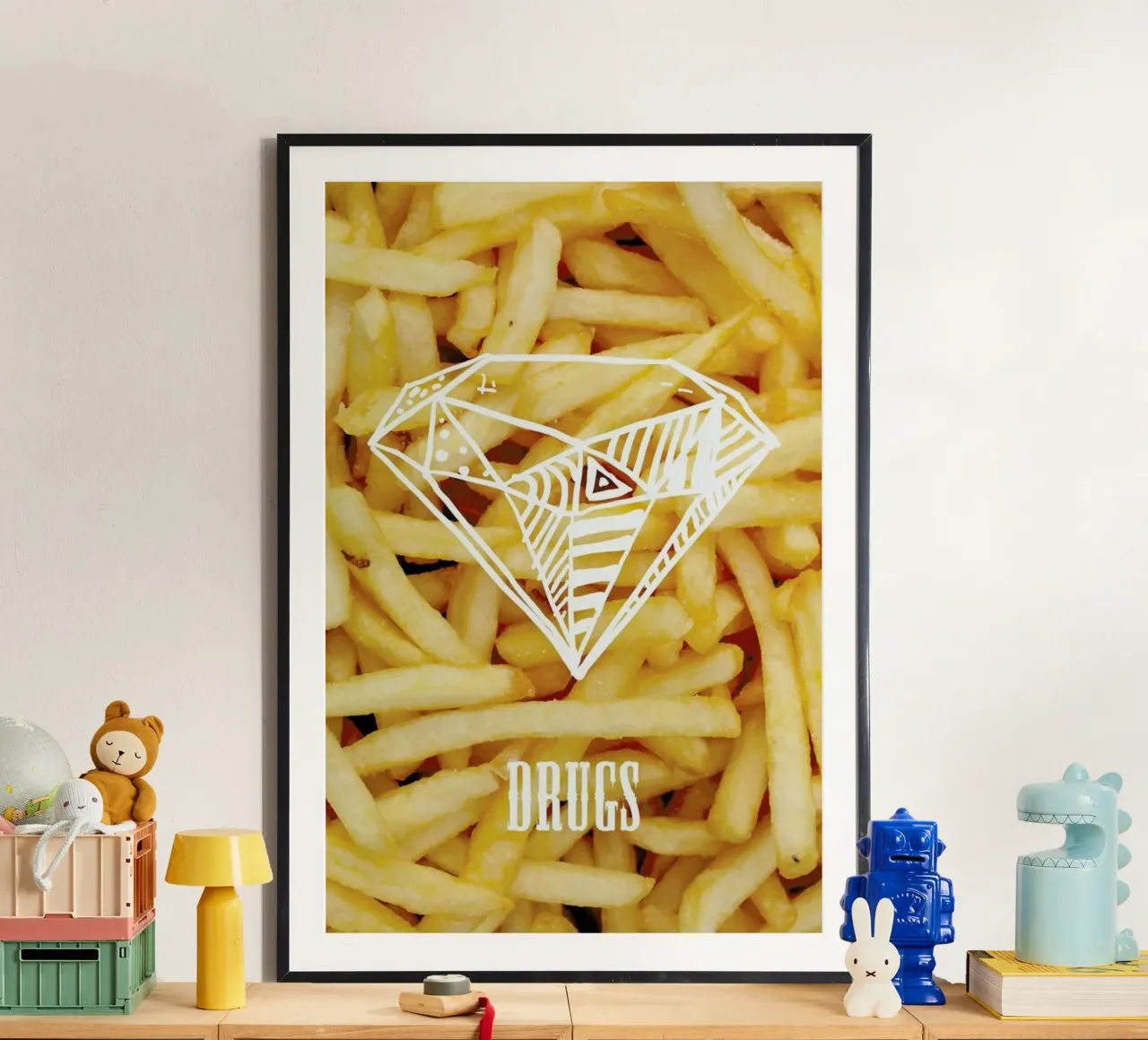 Diamonds and French Fries poster con telaio in alluminio da Danny Ivan