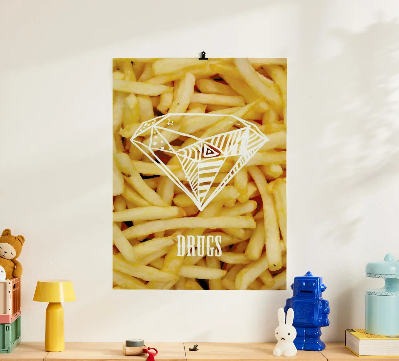 Diamonds and French Fries poster con telaio in alluminio da Danny Ivan