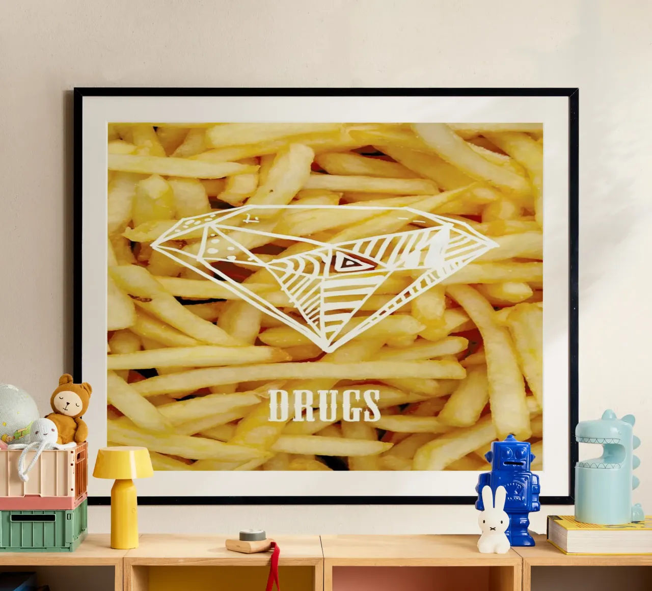 Diamonds and French Fries poster con telaio in alluminio da Danny Ivan