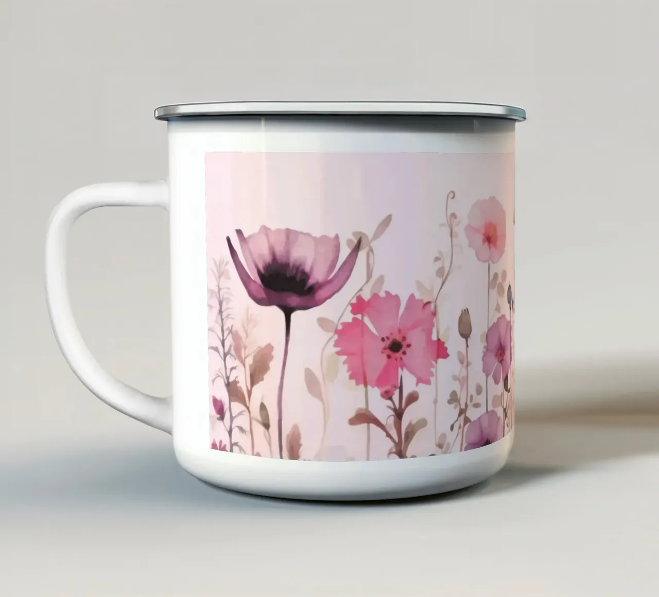 Vibrazioni estive di fiori selvatici pastello tazza in smalto da Andrea Haase Modern Home