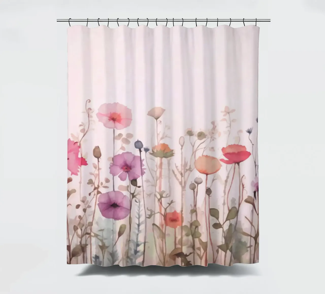 Sommerwiese Pastell Wildblumen Vibes Duschvorhang von Andrea Haase Modern Home