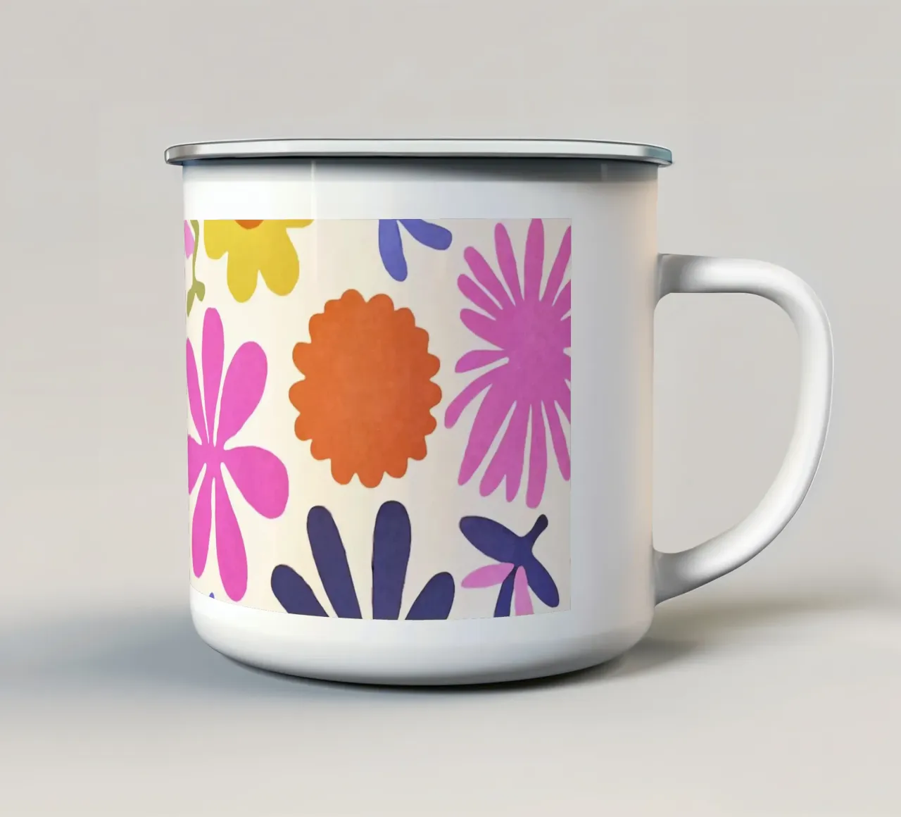 Giardino fiorito groovy ispirato a Matisse tazza in smalto da Andrea Haase Modern Home