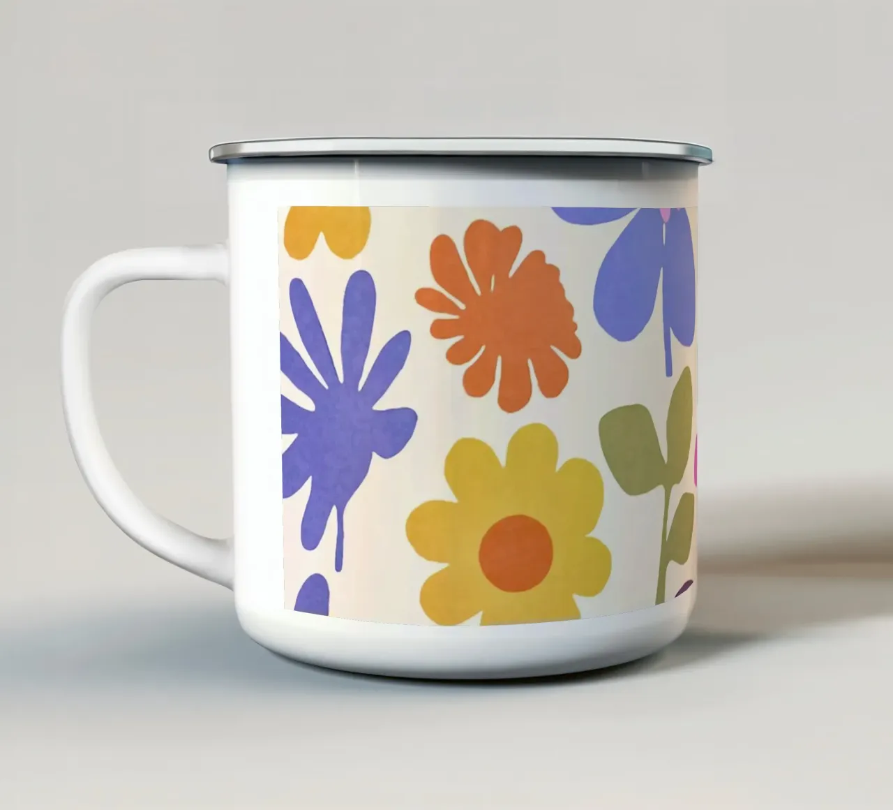 Giardino fiorito groovy ispirato a Matisse tazza in smalto da Andrea Haase Modern Home