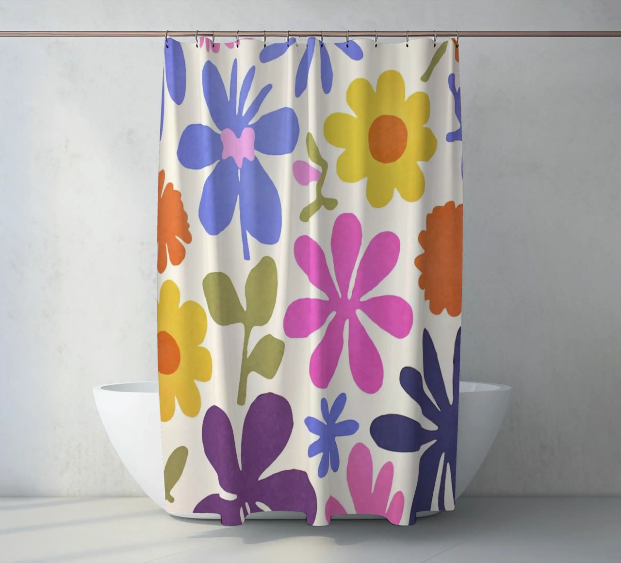 Jardín de flores inspirado en Matisse cortina de baño de Andrea Haase Modern Home